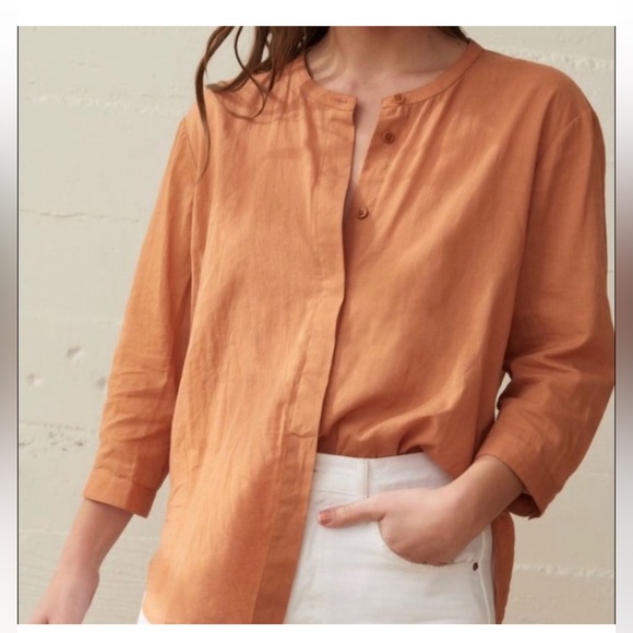 Jenni Kayne Tops - Jenni Kayne James canyon brown button up blouse linen cotton XL